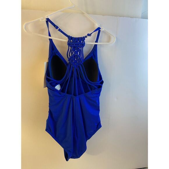 New blue fir pearl bath suit size 8 ruched - Picture 4 of 8